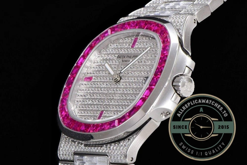 Replica Nautilus 5719/10G Patek Philippe 40 mm, Pink Baguette Diamonds - Luxury Replica Watch