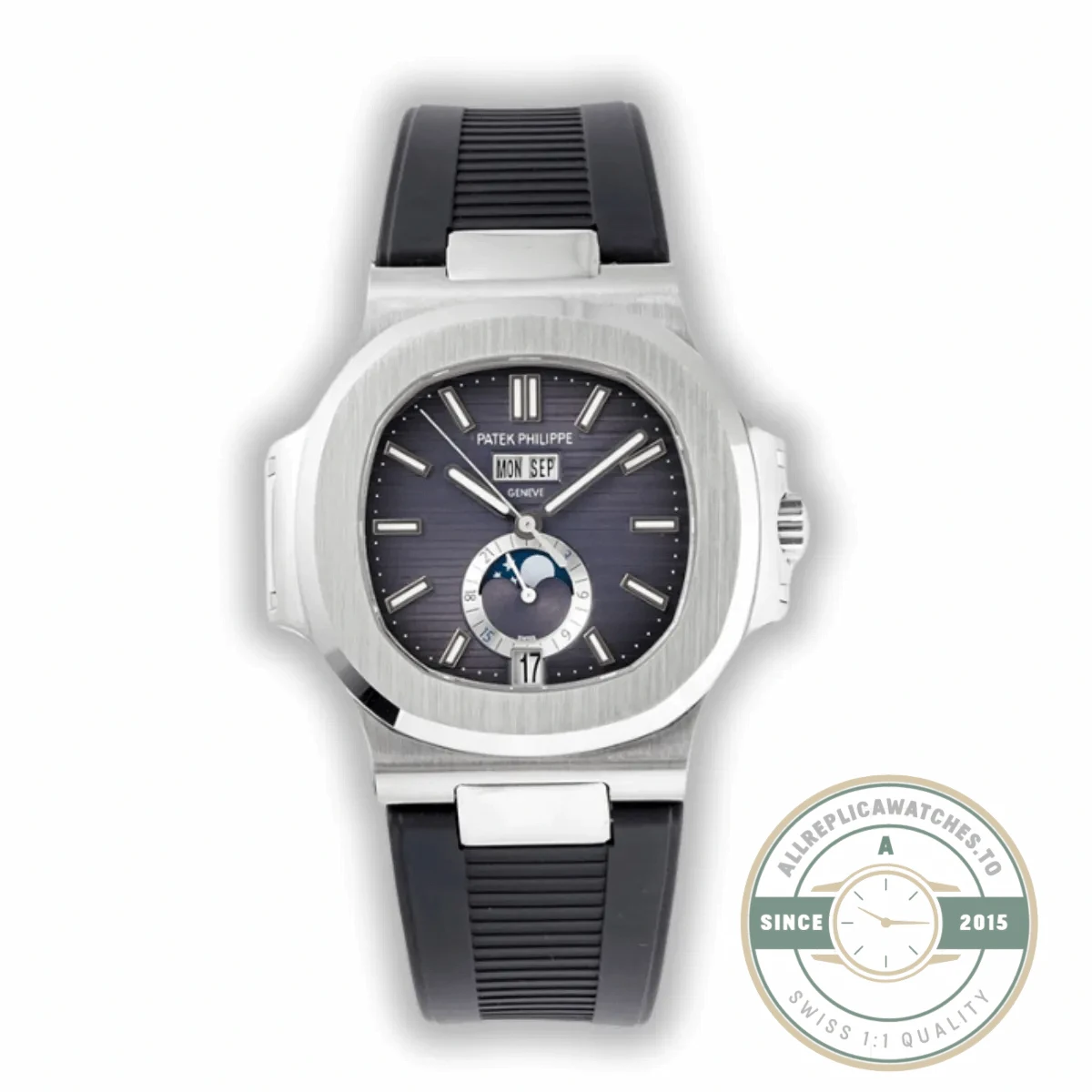 Replica Nautilus 5726/1A Annual Calendar, Moon phases 40.5 mm, Steel, Black Dial - Swiss Movement Replica Watch