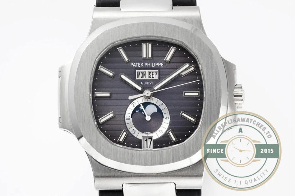 Replica Nautilus 5726/1A Annual Calendar, Moon phases 40.5 mm, Steel, Black Dial - Affordable Super Clone Watch