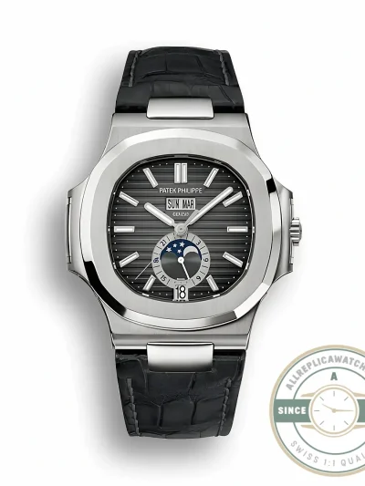 Replica Nautilus 5726A-001 Patek Philippe Annual Calendar, Moon phases. 40.5 mm, Steel, Dark Dial - Top-Tier Swiss Replica Watch
