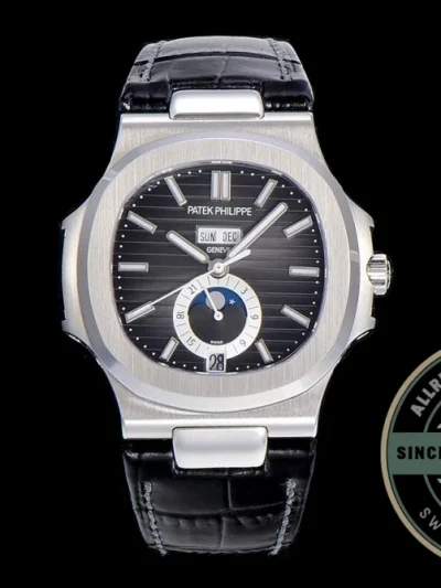 Replica Nautilus 5726A-001 Patek Philippe Annual Calendar, Moon phases. 40.5 mm, Steel, Dark Dial - Swiss-Made Clone Watch