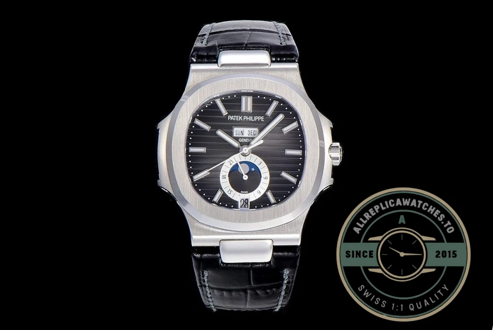 Replica Nautilus 5726A-001 Patek Philippe Annual Calendar, Moon phases. 40.5 mm, Steel, Dark Dial - Swiss-Made Clone Watch