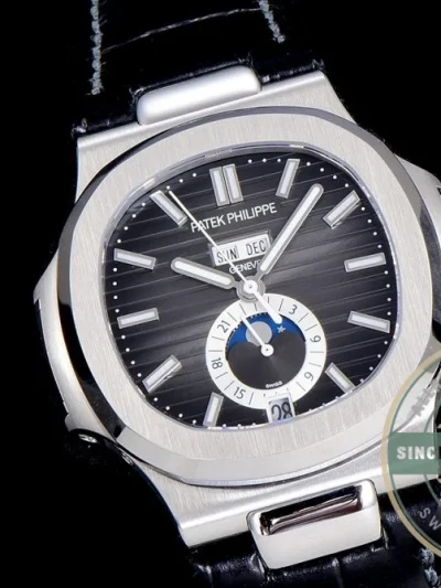Replica Nautilus 5726A-001 Patek Philippe Annual Calendar, Moon phases. 40.5 mm, Steel, Dark Dial - High-Grade Replica Watch