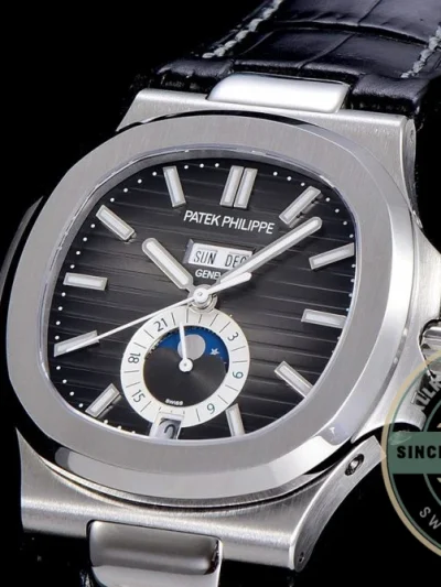 Replica Nautilus 5726A-001 Patek Philippe Annual Calendar, Moon phases. 40.5 mm, Steel, Dark Dial - Best Quality Replica Watch