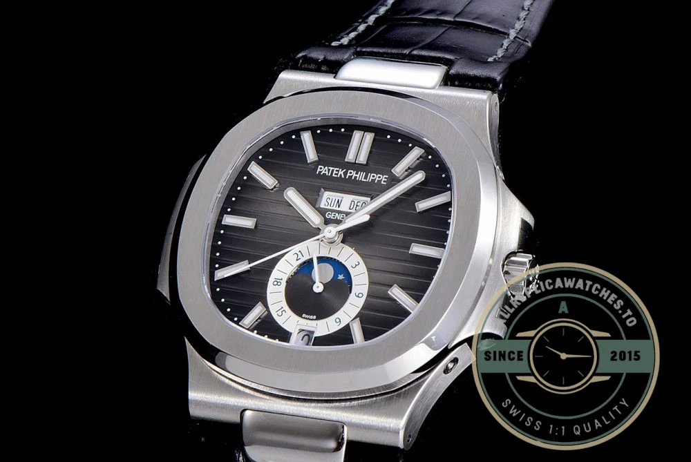 Replica Nautilus 5726A-001 Patek Philippe Annual Calendar, Moon phases. 40.5 mm, Steel, Dark Dial - Best Quality Replica Watch