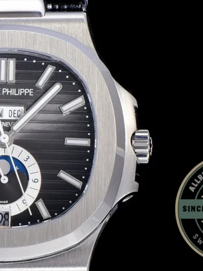 Replica Nautilus 5726A-001 Patek Philippe Annual Calendar, Moon phases. 40.5 mm, Steel, Dark Dial - Swiss Movement Replica Watch