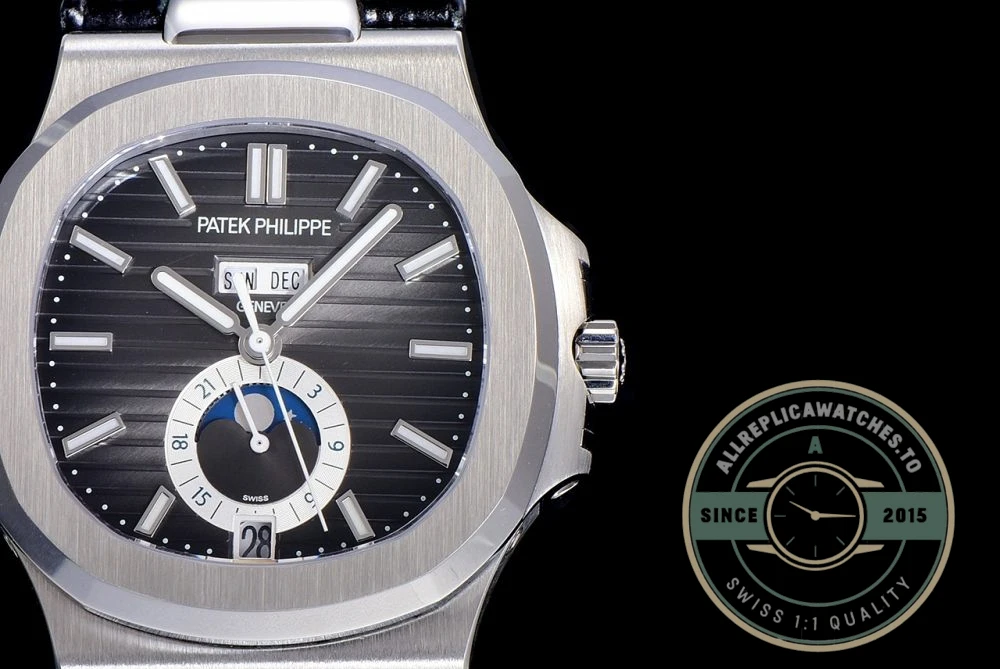 Replica Nautilus 5726A-001 Patek Philippe Annual Calendar, Moon phases. 40.5 mm, Steel, Dark Dial - Swiss Movement Replica Watch