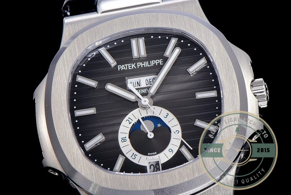 Replica Nautilus 5726A-001 Patek Philippe Annual Calendar, Moon phases. 40.5 mm, Steel, Dark Dial - Premium Super Clone Watch