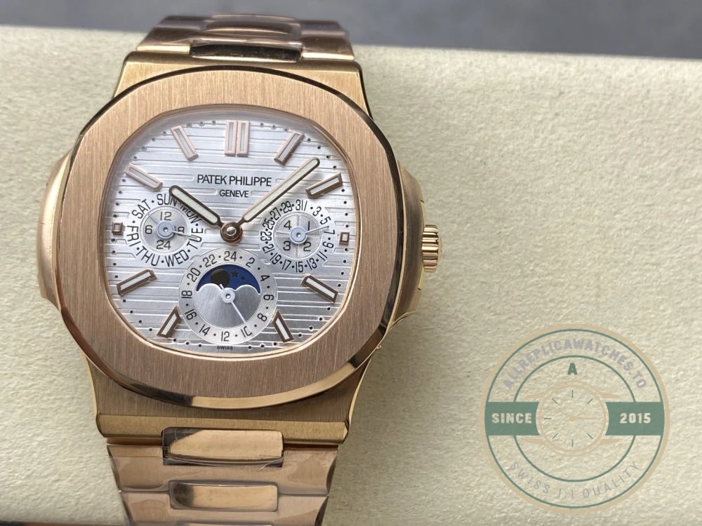 Replica Nautilus 5740/1G-001 Patek Philippe Perpetual Calendar 40 mm, Rose gold, White Dial - Top-Tier Swiss Replica Watch