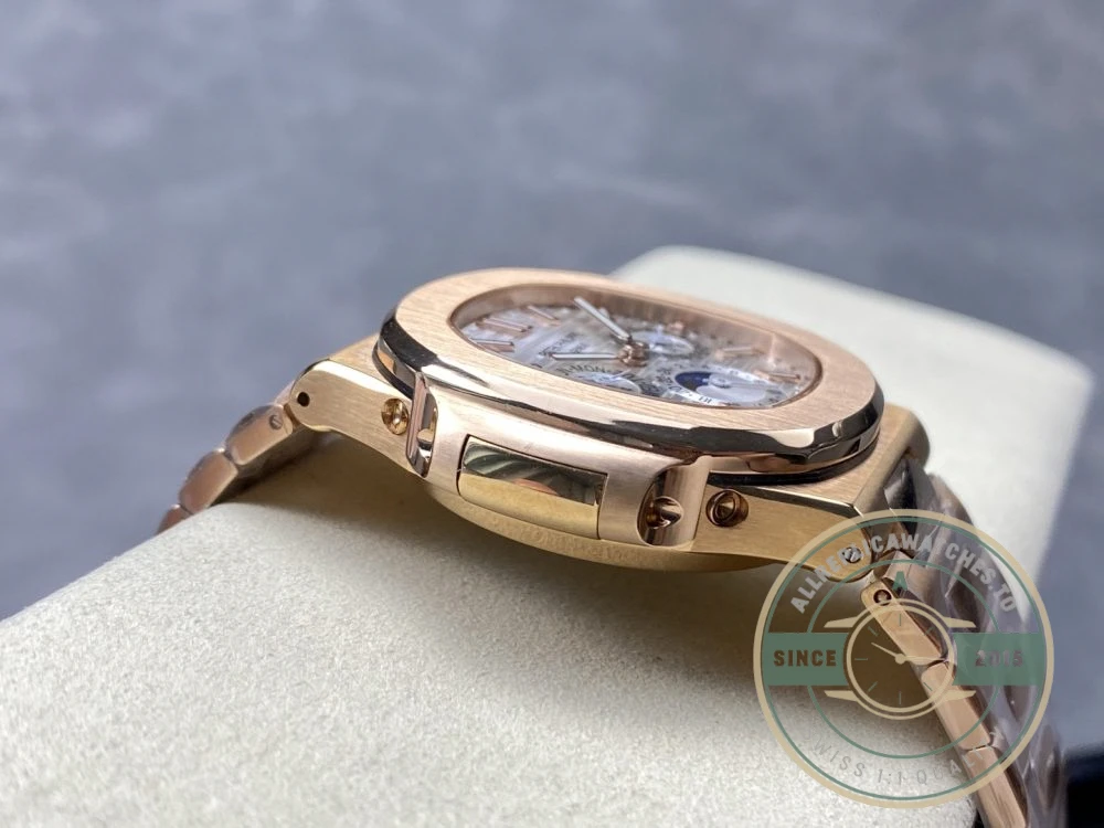 Replica Nautilus 5740/1G-001 Patek Philippe Perpetual Calendar 40 mm, Rose gold, White Dial - High-Grade Replica Watch