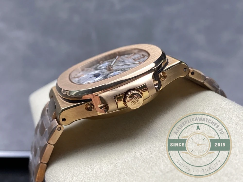 Replica Nautilus 5740/1G-001 Patek Philippe Perpetual Calendar 40 mm, Rose gold, White Dial - Factory Super Clone Watch