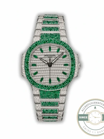 Replica Nautilus 7118/1453G-003 Patek Philippe “Ladies Automatic” 35.2 mm, Green Diamonds - Premium Super Clone Watch