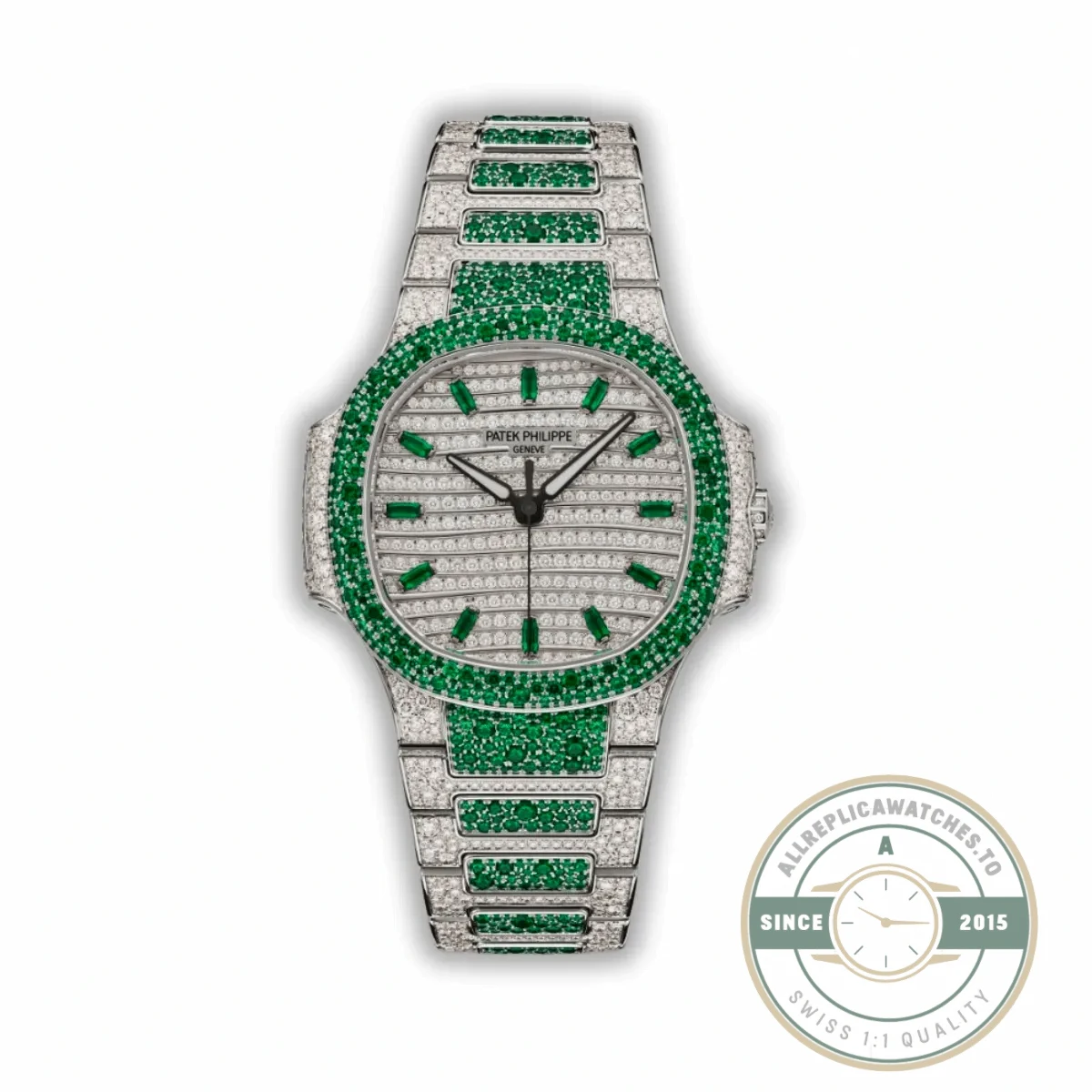 Replica Nautilus 7118/1453G-003 Patek Philippe “Ladies Automatic” 35.2 mm, Green Diamonds - Premium Super Clone Watch