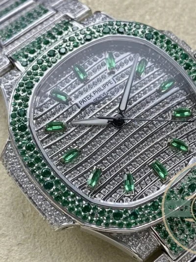 Replica Nautilus 7118/1453G-003 Patek Philippe “Ladies Automatic” 35.2 mm, Green Diamonds - Budget Luxury Replica Watch