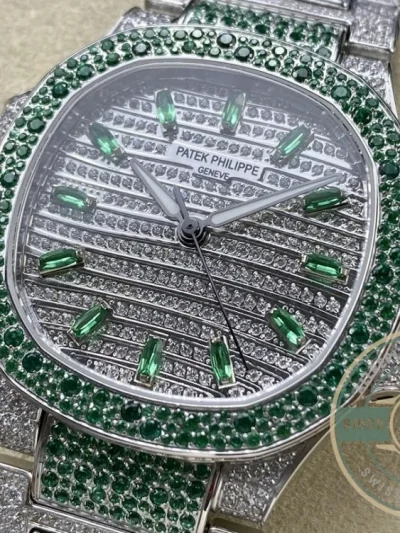 Replica Nautilus 7118/1453G-003 Patek Philippe “Ladies Automatic” 35.2 mm, Green Diamonds - Luxury Replica Watch