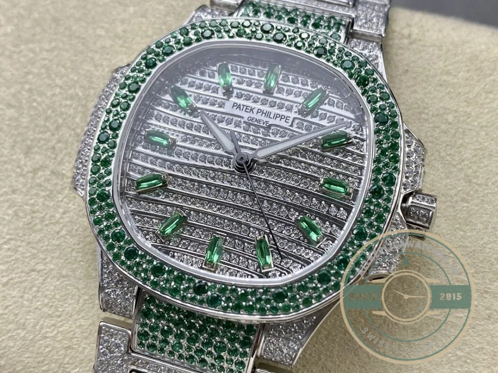Replica Nautilus 7118/1453G-003 Patek Philippe “Ladies Automatic” 35.2 mm, Green Diamonds - Luxury Replica Watch