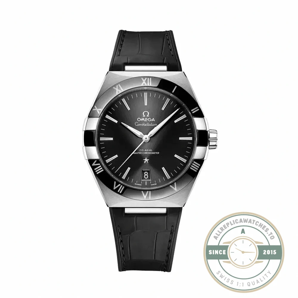 Replica Omega Constellation Black, Leather Strap 131.33.41.21.01.001 - Swiss Movement Replica Watch