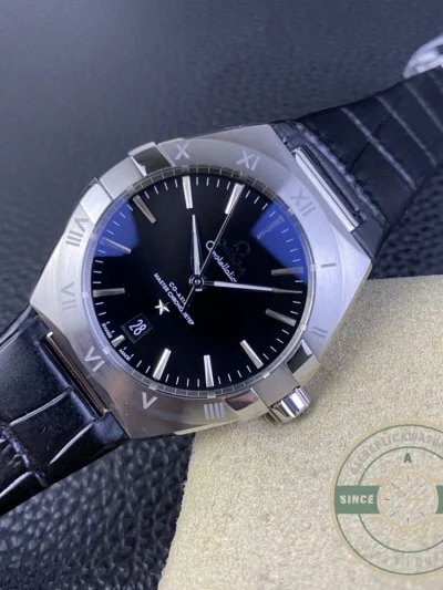 Replica Omega Constellation Black, Leather Strap 131.33.41.21.01.001 - Premium Super Clone Watch