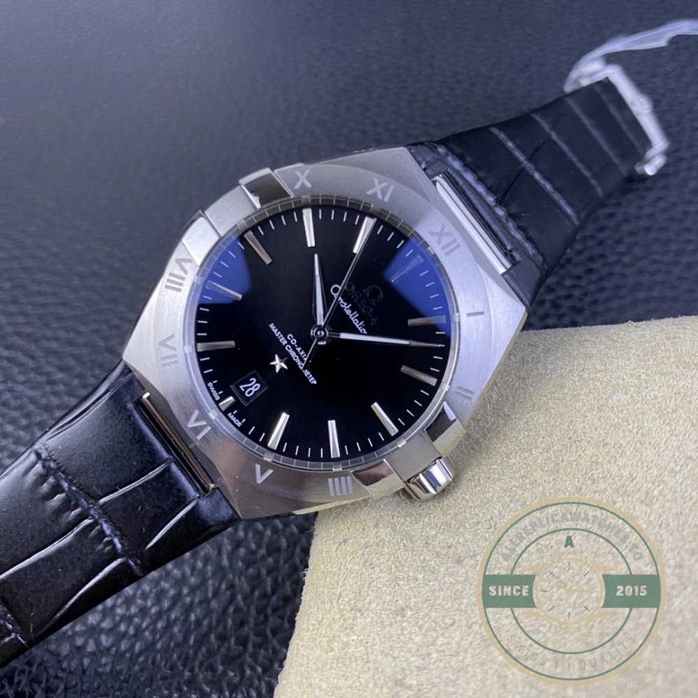 Replica Omega Constellation Black, Leather Strap 131.33.41.21.01.001 - Premium Super Clone Watch