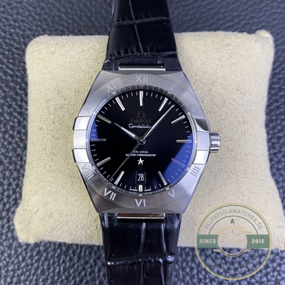 Replica Omega Constellation Black, Leather Strap 131.33.41.21.01.001 - Factory Super Clone Watch