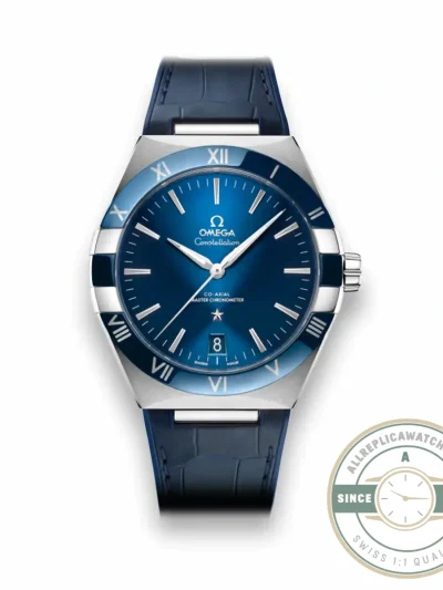 Replica Omega Constellation Blue Dial, Leather Strap 131.33.41.21.03.001 - Swiss Movement Replica Watch