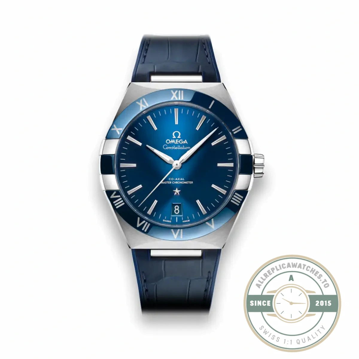Replica Omega Constellation Blue Dial, Leather Strap 131.33.41.21.03.001 - Swiss Movement Replica Watch