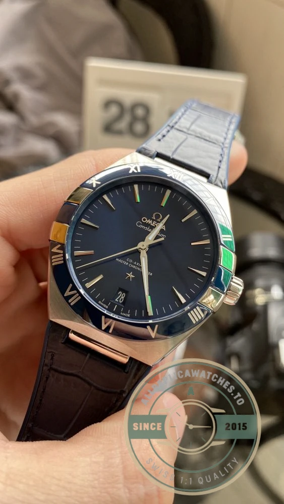 Replica Omega Constellation Blue Dial, Leather Strap 131.33.41.21.03.001 - Budget Luxury Replica Watch