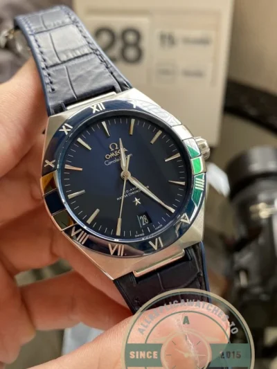 Replica Omega Constellation Blue Dial, Leather Strap 131.33.41.21.03.001 - Luxury Replica Watch