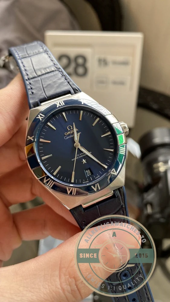 Replica Omega Constellation Blue Dial, Leather Strap 131.33.41.21.03.001 - Luxury Replica Watch