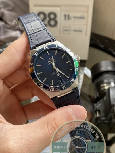 Replica Omega Constellation Blue Dial, Leather Strap 131.33.41.21.03.001 - Premium Super Clone Watch