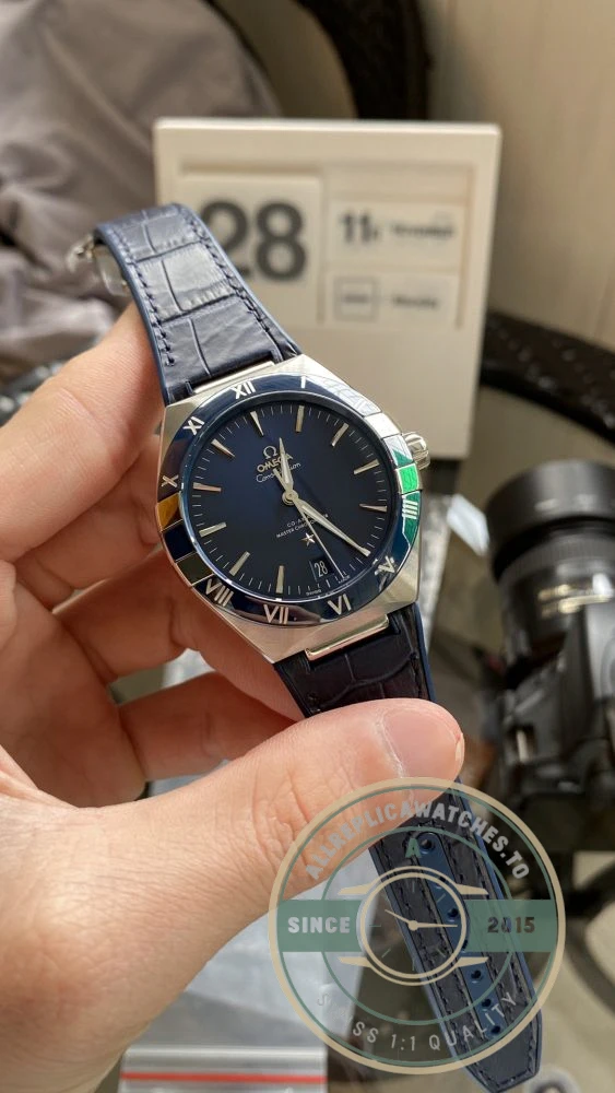 Replica Omega Constellation Blue Dial, Leather Strap 131.33.41.21.03.001 - Premium Super Clone Watch