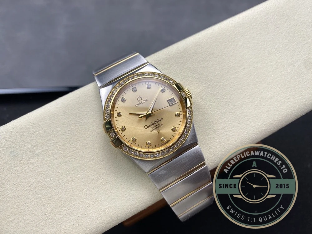 Replica Omega Constellation Gold Dial 38mm 123.25.38.21.58.001 - Swiss Movement Replica Watch