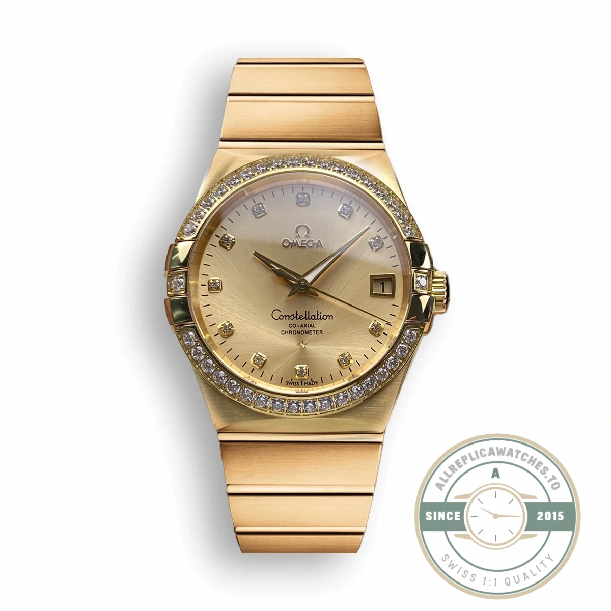 Replica Omega Constellation Gold, Diamond 38mm 123.55.38.21.58.001 - Luxury Replica Watch