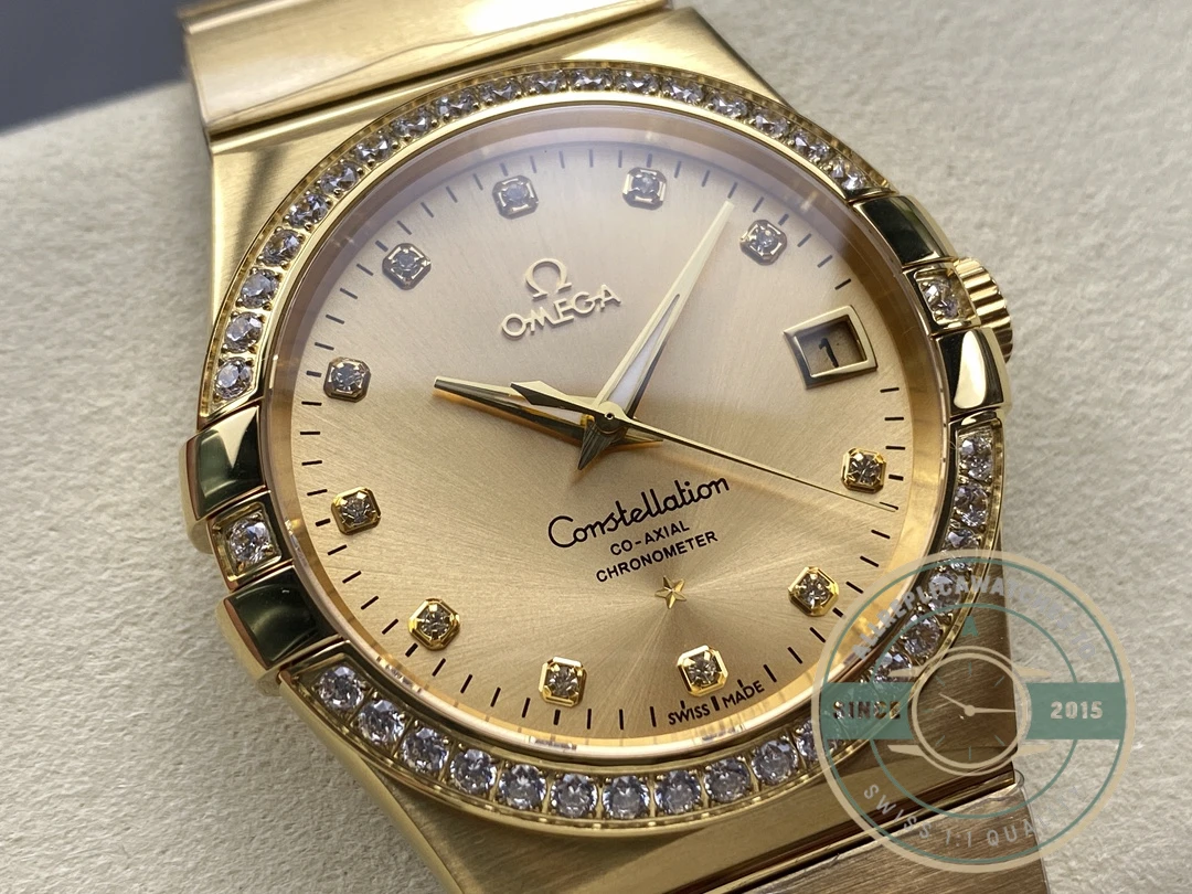 Replica Omega Constellation Gold, Diamond 38mm 123.55.38.21.58.001 - Top-Tier Swiss Replica Watch