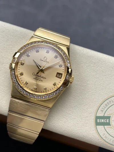 Replica Omega Constellation Gold, Diamond 38mm 123.55.38.21.58.001 - High-Grade Replica Watch