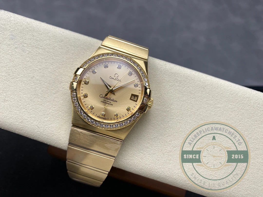 Replica Omega Constellation Gold, Diamond 38mm 123.55.38.21.58.001 - High-Grade Replica Watch