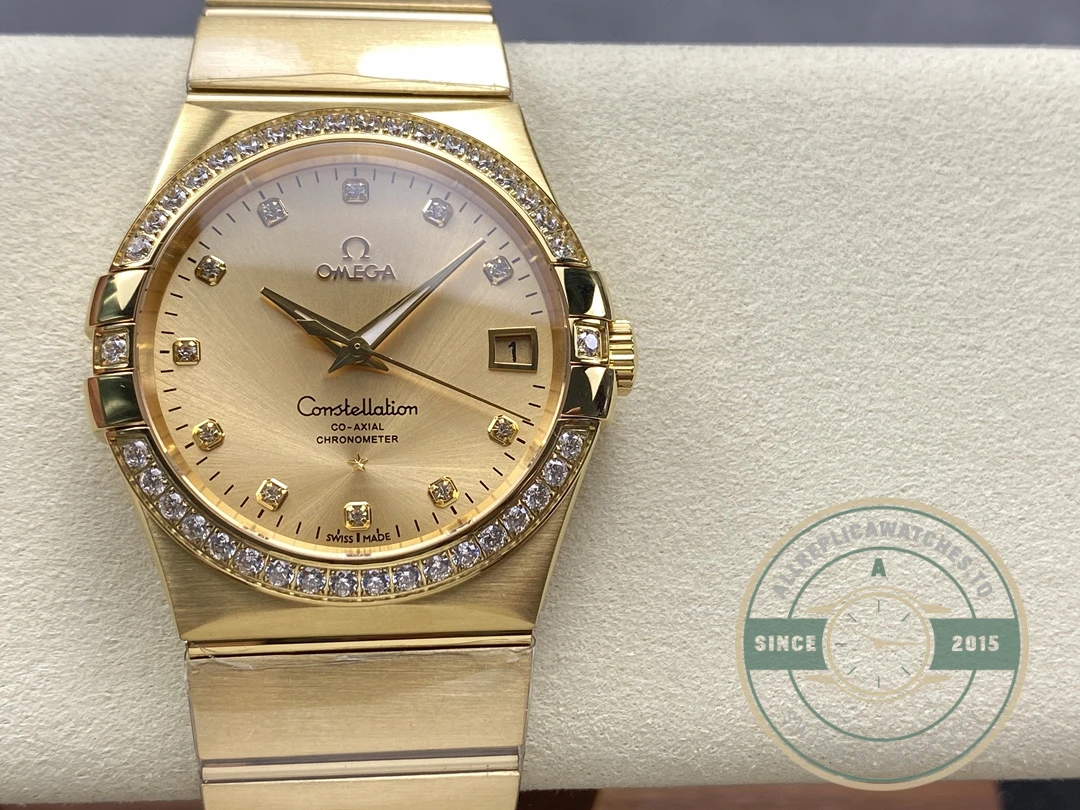 Replica Omega Constellation Gold, Diamond 38mm 123.55.38.21.58.001 - High-Grade Replica Watch