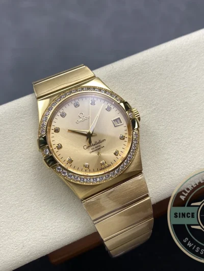 Replica Omega Constellation Gold, Diamond 38mm 123.55.38.21.58.001 - High-Grade Replica Watch