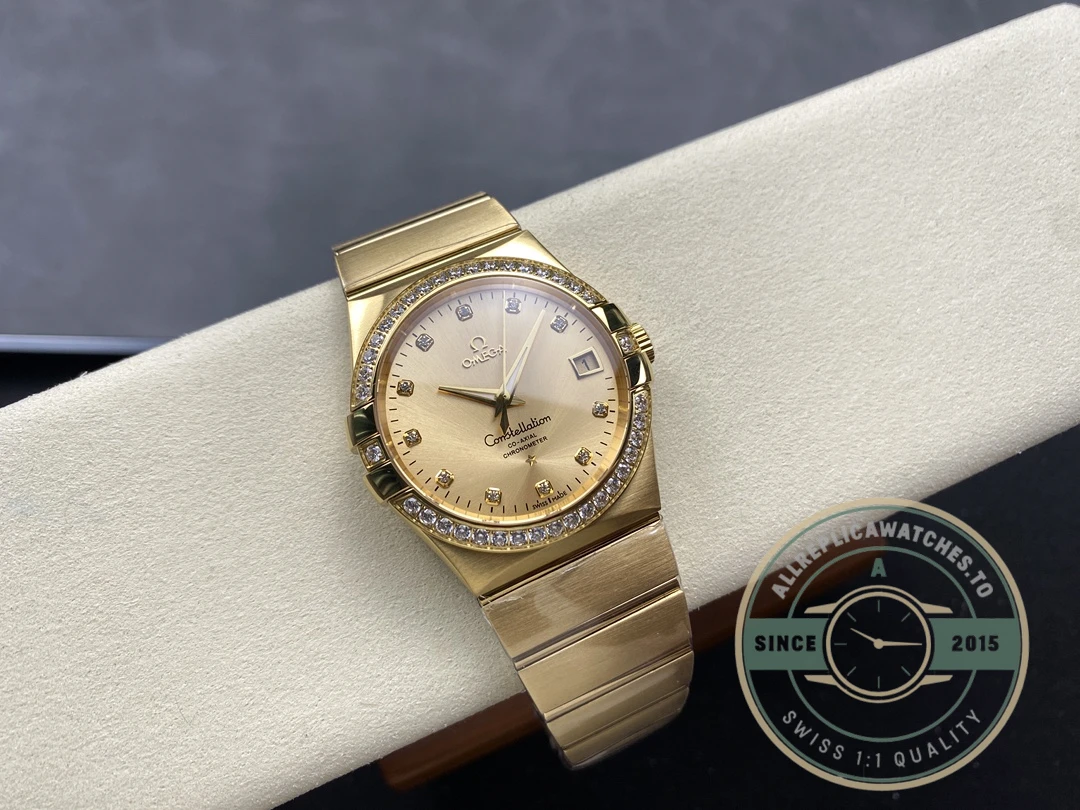 Replica Omega Constellation Gold, Diamond 38mm 123.55.38.21.58.001 - High-Grade Replica Watch