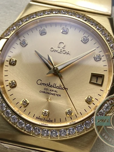 Replica Omega Constellation Gold, Diamond 38mm 123.55.38.21.58.001 - 1:1 Swiss Replica Watch