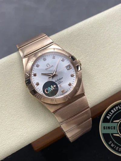 Replica Omega Constellation Rose Gold 38mm 123.55.38.21.52.007 - Swiss Movement Replica Watch