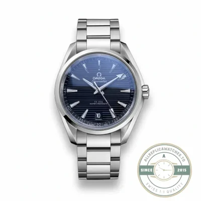 Superclone Omega Seamaster Aqua Terra 220.10.41.21.01.001 with black teak-deck dial and date at 6
