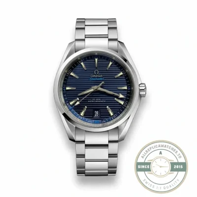 Replica Omega Seamaster Aqua Terra 41mm 220.10.41.21.03.001 with a blue horizontal teak dial