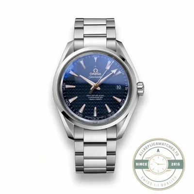 Black vertical-stripe dial on the Omega Aqua Terra 231.10.42.21.01.006 clone, 42mm steel