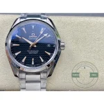 Deployant clasp closing the steel bracelet of this 42mm superclone Omega Aqua Terra