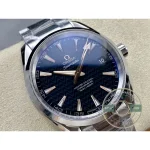 Anti-reflective sapphire crystal above the black striped super clone Aqua Terra dial
