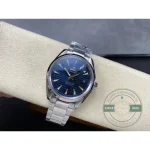 Geneva-wave decoration across the rotor of the clone Omega Aqua Terra 42mm automatic