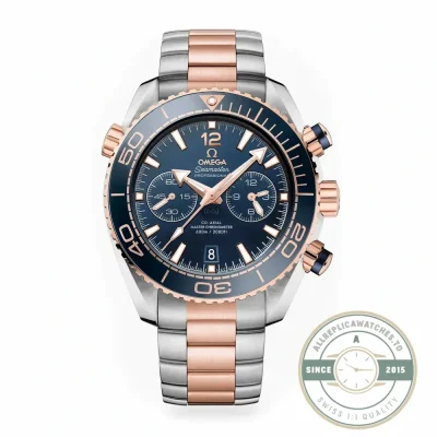 Replica Omega Seamaster Planet Ocean 600M chronograph 215.20.46.51.03.001 in steel with gold accents