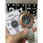 Running seconds hand sweeping the main dial of the replica Omega Seamaster 600M chronograph