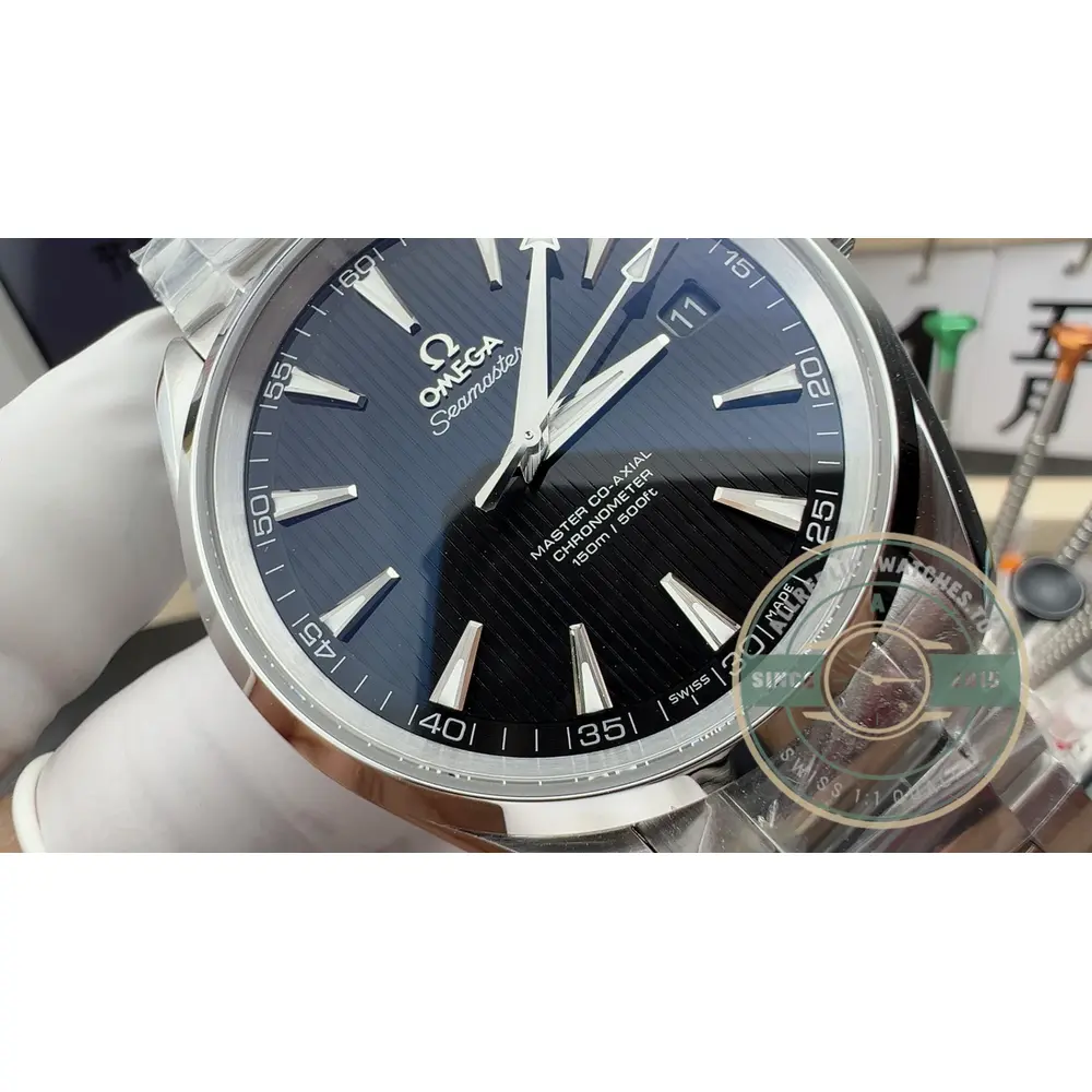 38.5mm case sized for a wrist under seven inches, Omega Aqua Terra superclone in steel